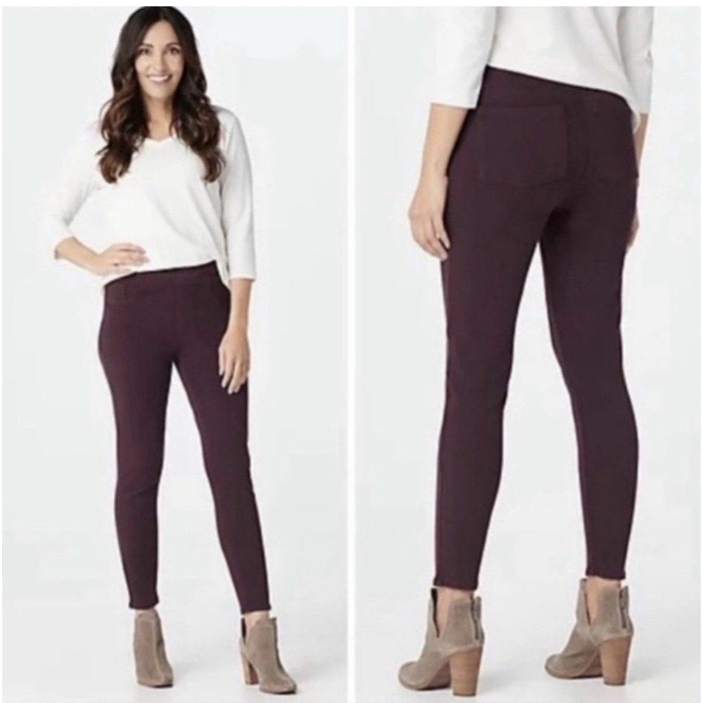 SPANX Jeans Pull on Stretch Legging Jean Ankle Burgundy Size S